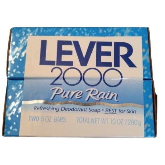 LEVER 2000 PURE RAIN 5 oz Deodorant Soap Bar Pack of 2 Bars NEW NOS Vintage 1997 - Picture 4 of 6